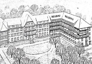 Das Diakonissenspital in der Projektierungsphase der 1939 eröffneten Erweiterung