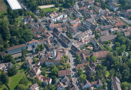 Luftbild Dorfzentrum Riehen