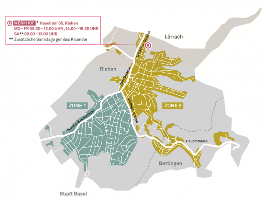 Karte Recyclinkparks Riehen