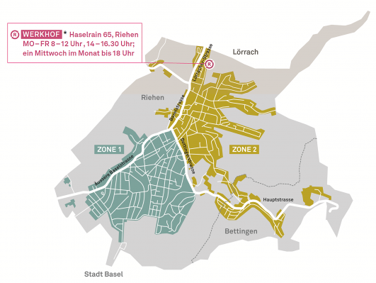 Karte Recyclinkparks Riehen