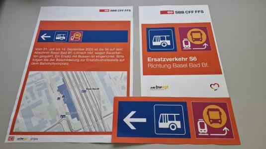 Ersatzfahrplan der S6 während der Sperrung der Haltestellen Riehen und Niederholz